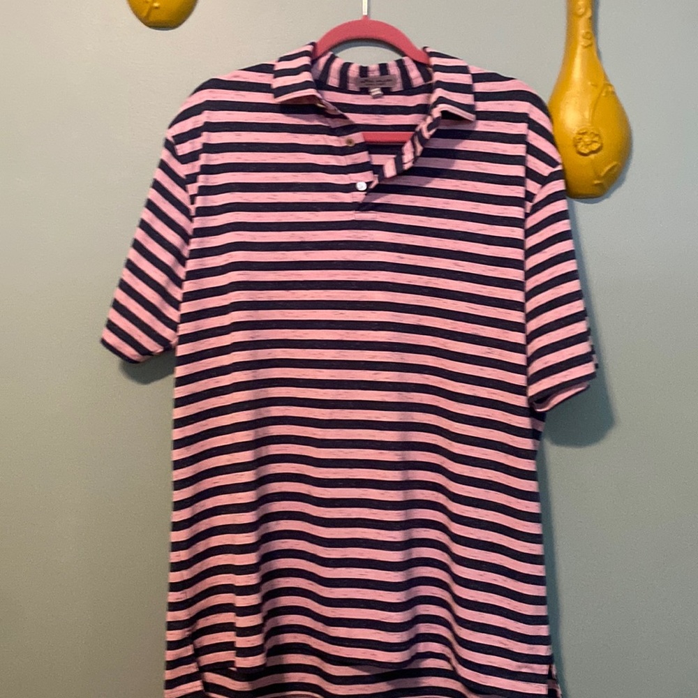 Peter millar men’s polo navy and pink size large